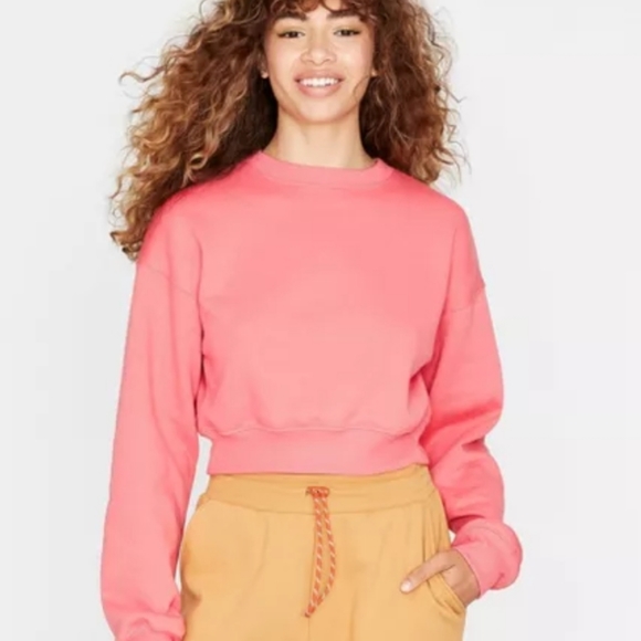 Wild Fable Target xs neon coral pink cropped sweatshirt